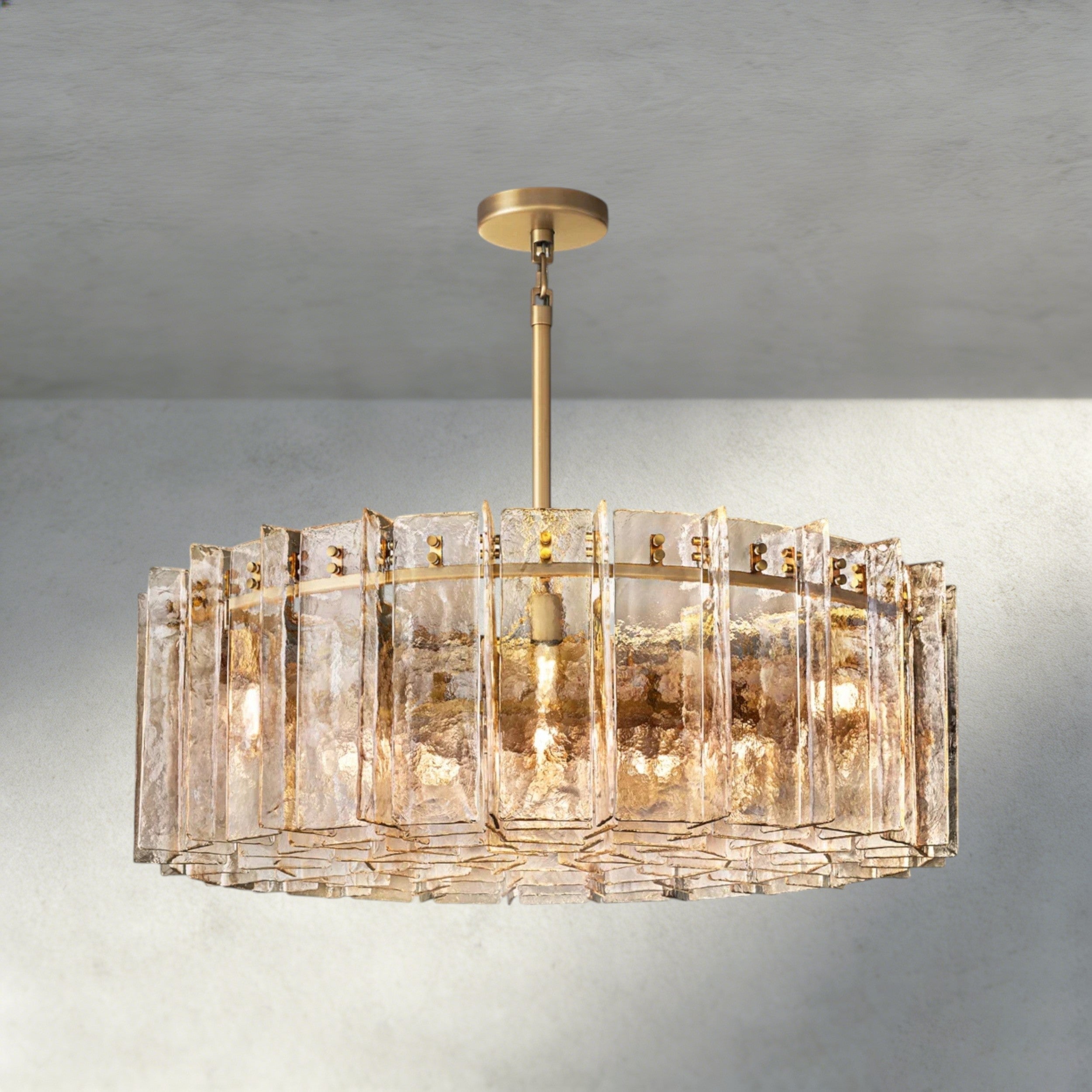 Lattice Smoke Glass Round Chandelier 37", 48"-Chandelier-Briglighting