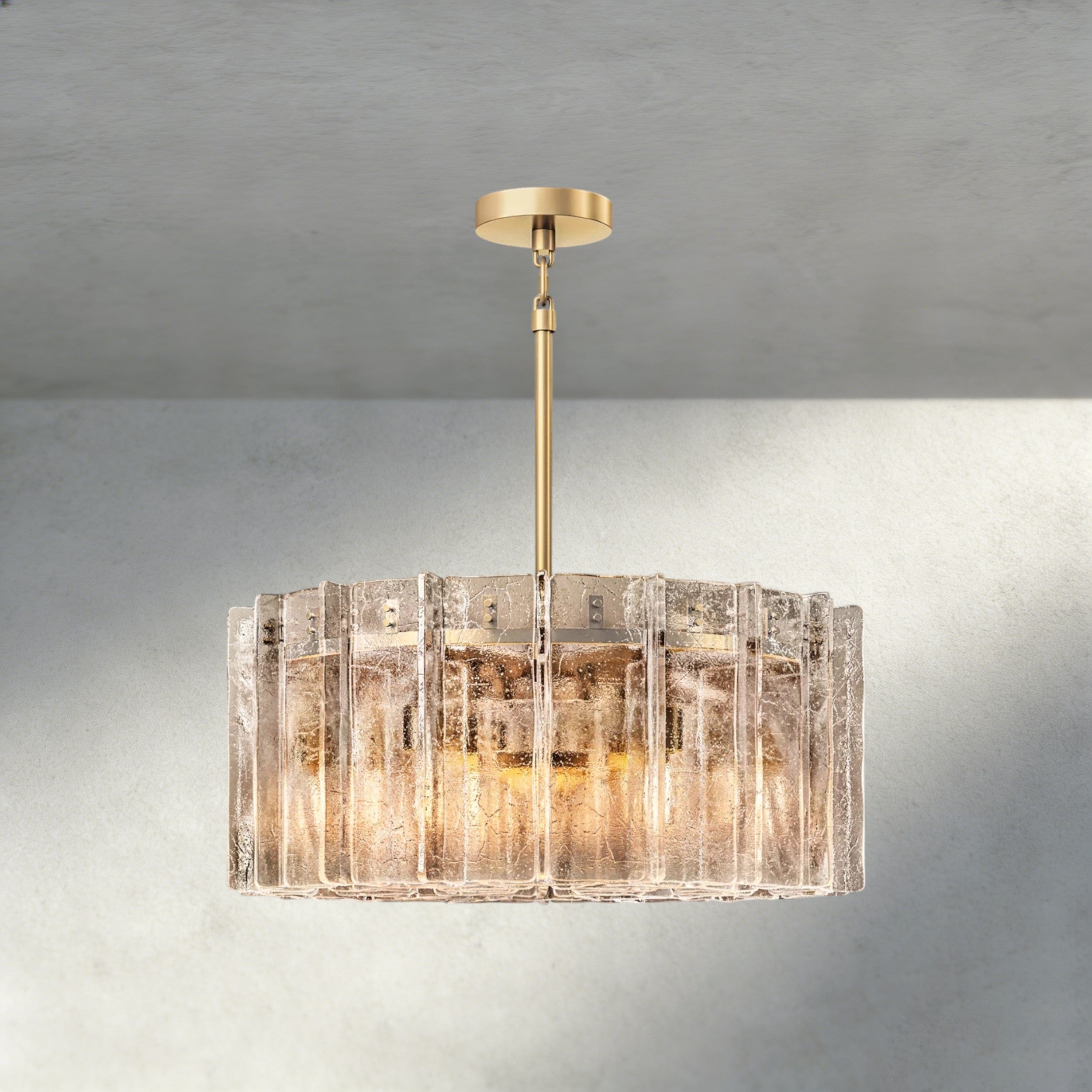 Lattice Smoke Glass Round Chandelier 37", 48"-Chandelier-Briglighting