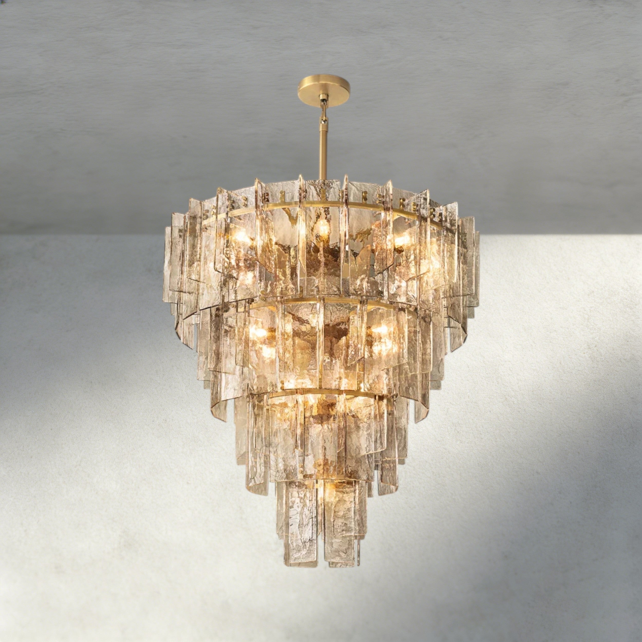 Lattice Smoke Glass Tiered Round Chandelier 36", 47"-Chandelier-Briglighting