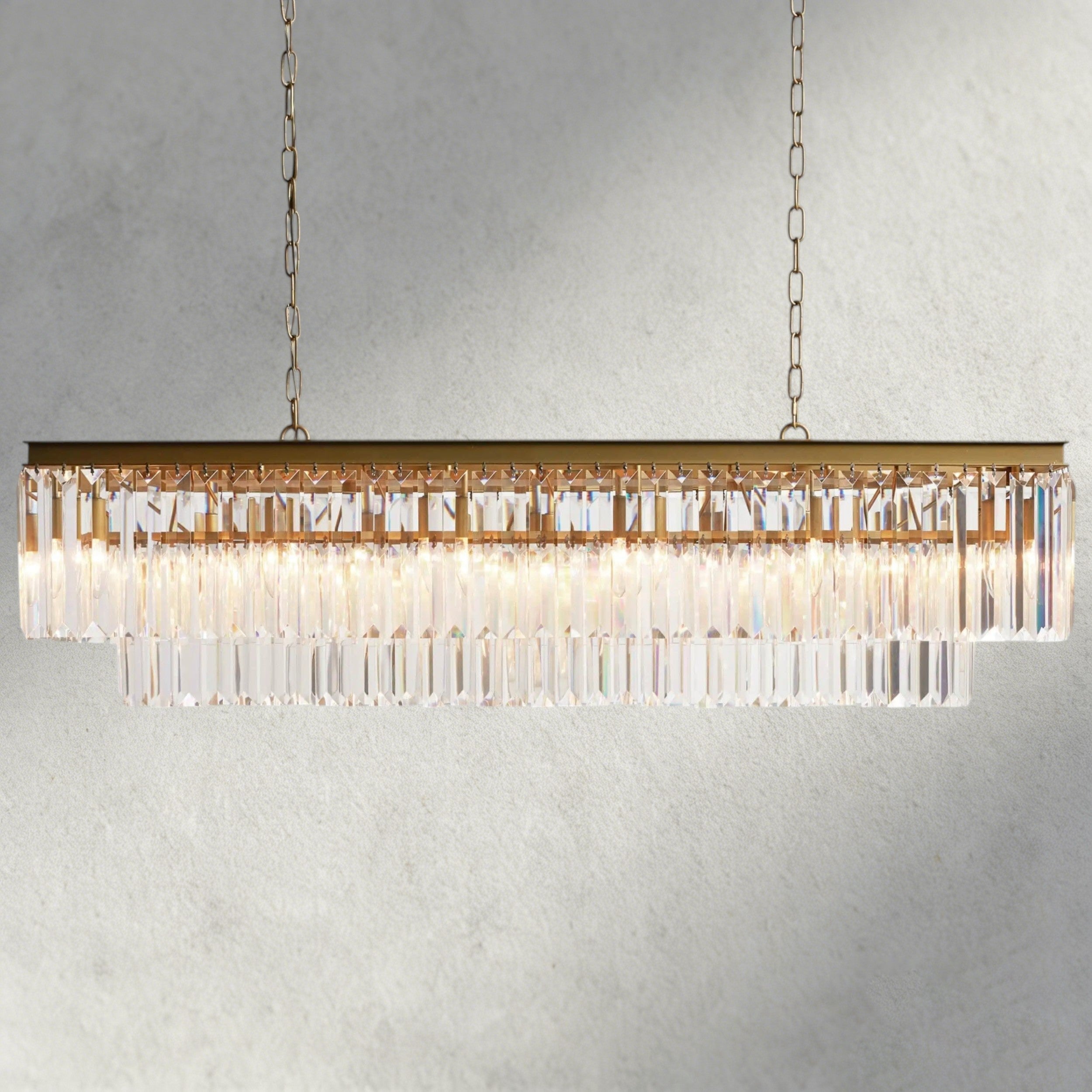 Brass Leyland Tiered Rectangular Chandelier