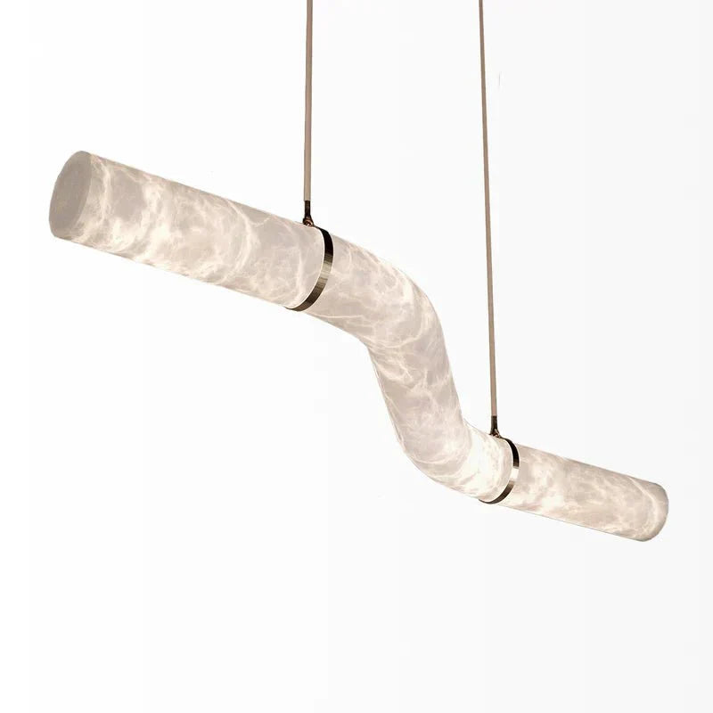 Liberty Curved Pendant Alabaster Chandelier, Pendant Light Over Dining Table-Briglighting