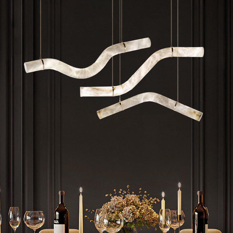 Liberty Curved Pendant Alabaster Chandelier, Pendant Light Over Dining Table-Briglighting