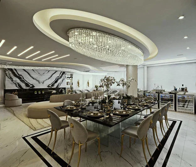 Light Luxury Round/Oval Flush Mount Crystal Chandelier-Chandeliers-Briglighting