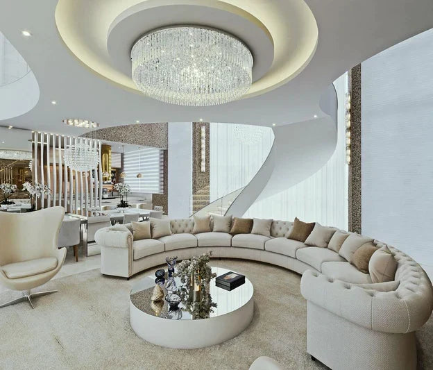 Light Luxury Round/Oval Flush Mount Crystal Chandelier-Chandeliers-Briglighting