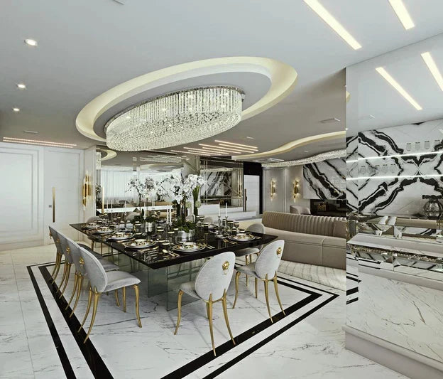 Light Luxury Round/Oval Flush Mount Crystal Chandelier-Chandeliers-Briglighting