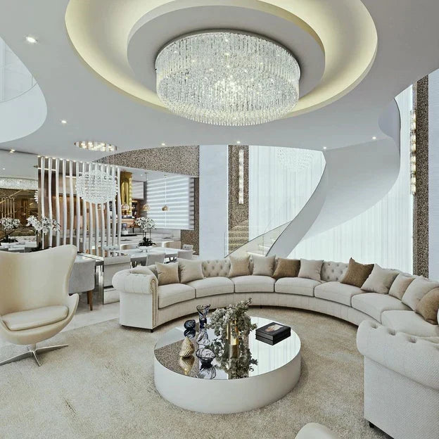 Light Luxury Round/Oval Flush Mount Crystal Chandelier-Chandeliers-Briglighting