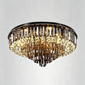 Light Luxury Smoke Gray Round Crystal Flush Mount