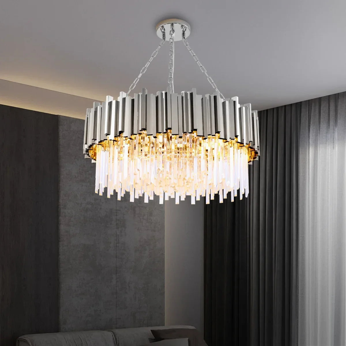 Astra Gold/Chrome Crystal Chandelier for Living Room & Dining Room-Crystal Chandelier-Briglighting