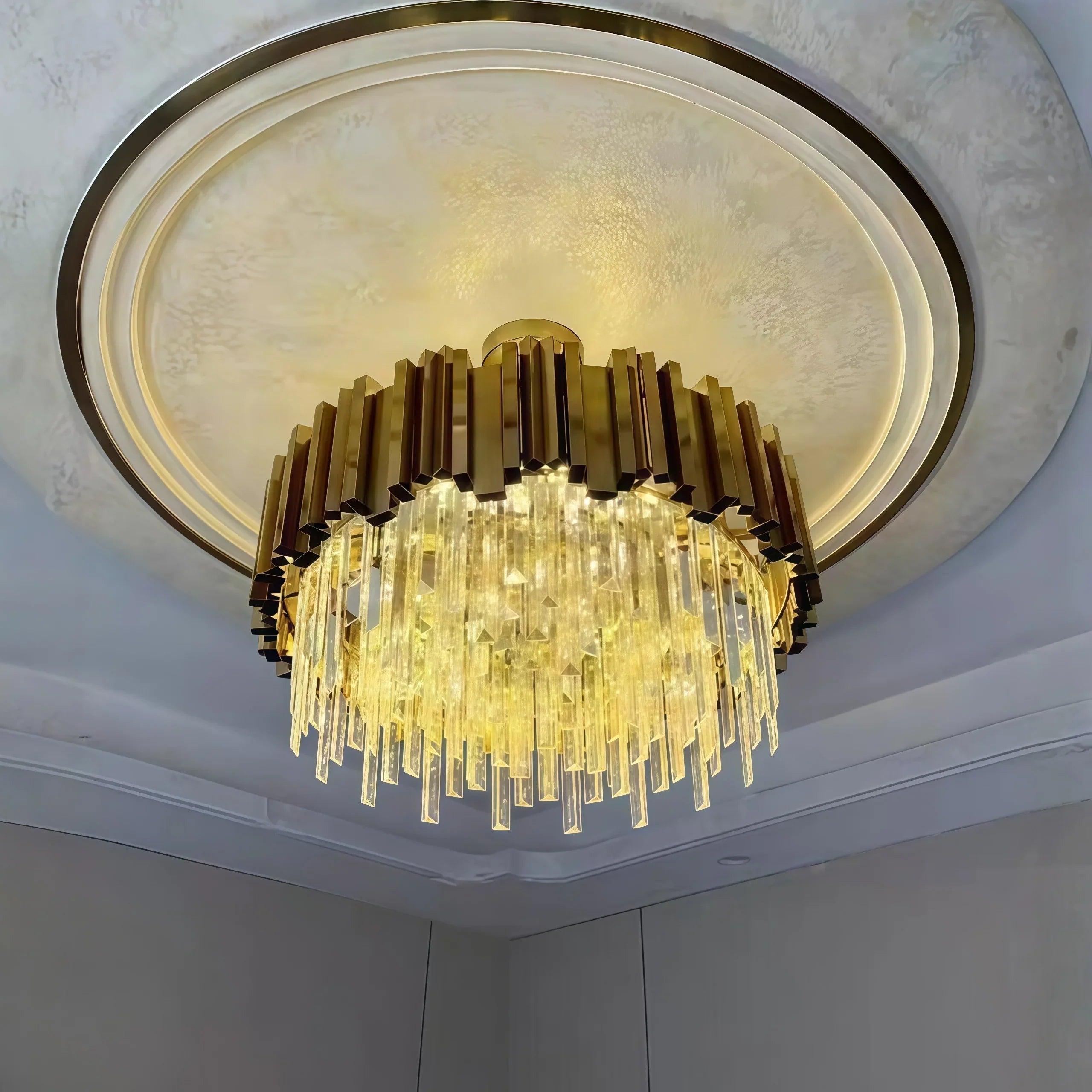 Astra Gold/Chrome Crystal Chandelier for Living Room & Dining Room-Crystal Chandelier-Briglighting