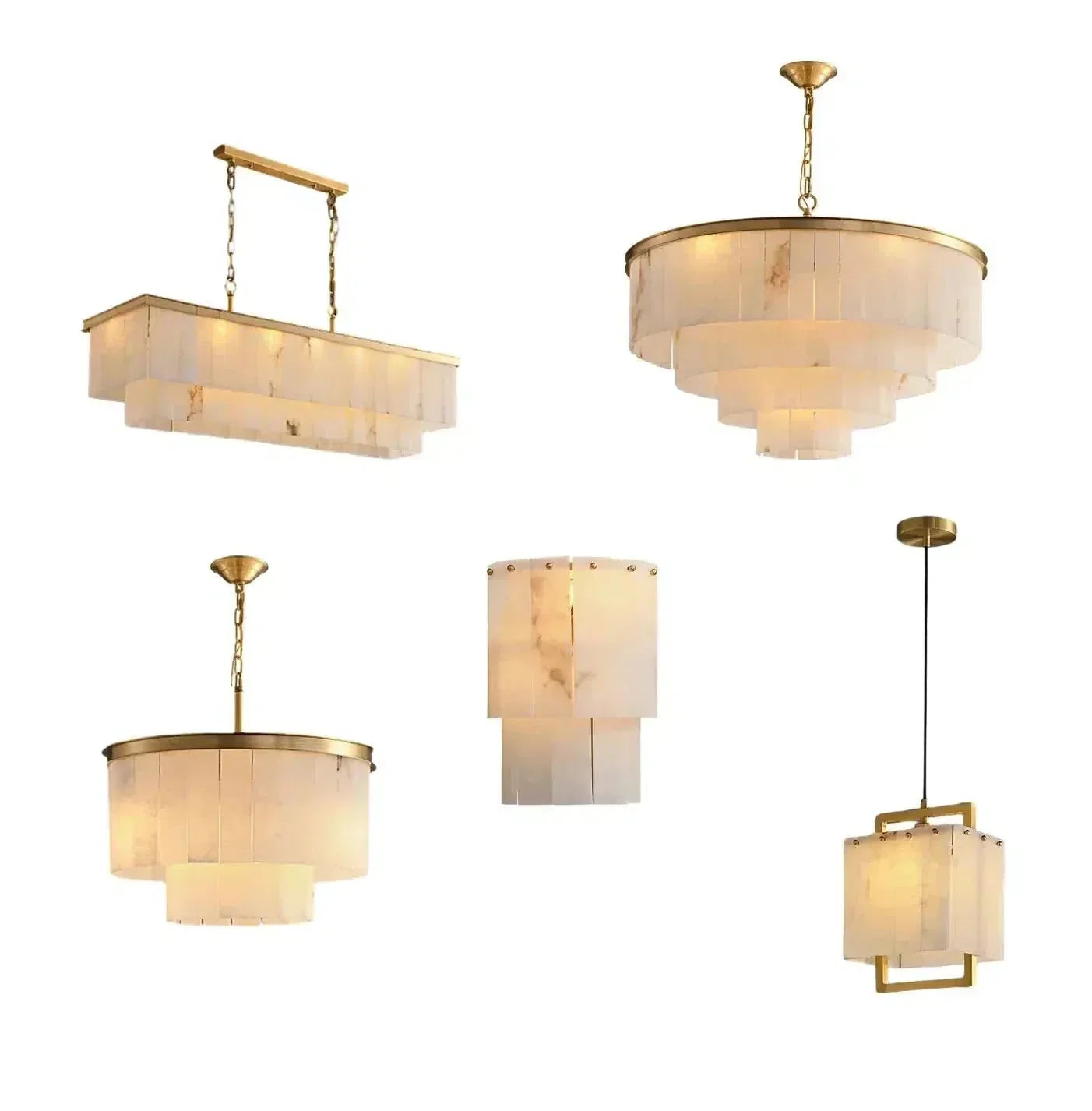 Modern Alabaster Tiered Chandelier - Copper+WhiteDia 100cm x H 77cm / D 39.4 x H 30.3Briglighting