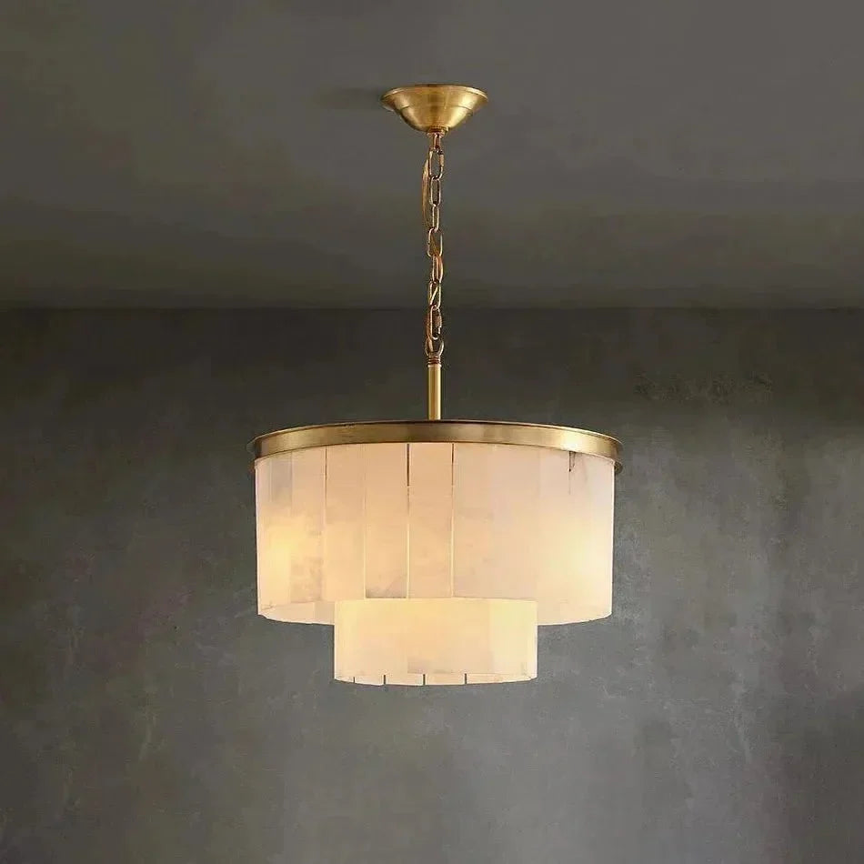 Modern Alabaster Tiered Chandelier - Copper+WhiteDia 45cm x H 58cm / D 17.7 x H 22.8Briglighting