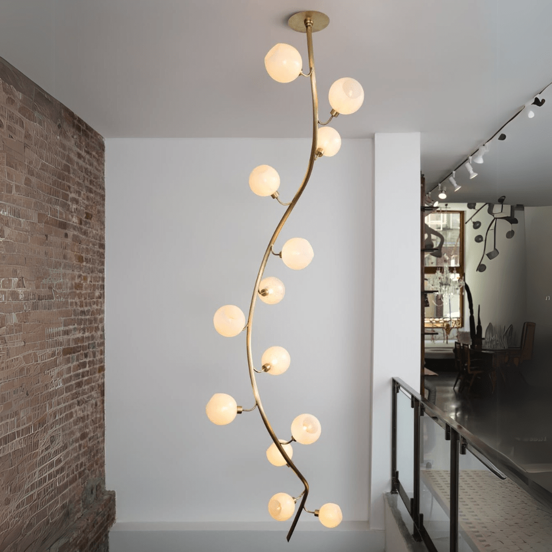 Modern Vertical Handcrafted Glass Globe Chandelier for High Ceilings - D45"*H132.5"Warm LightBriglighting