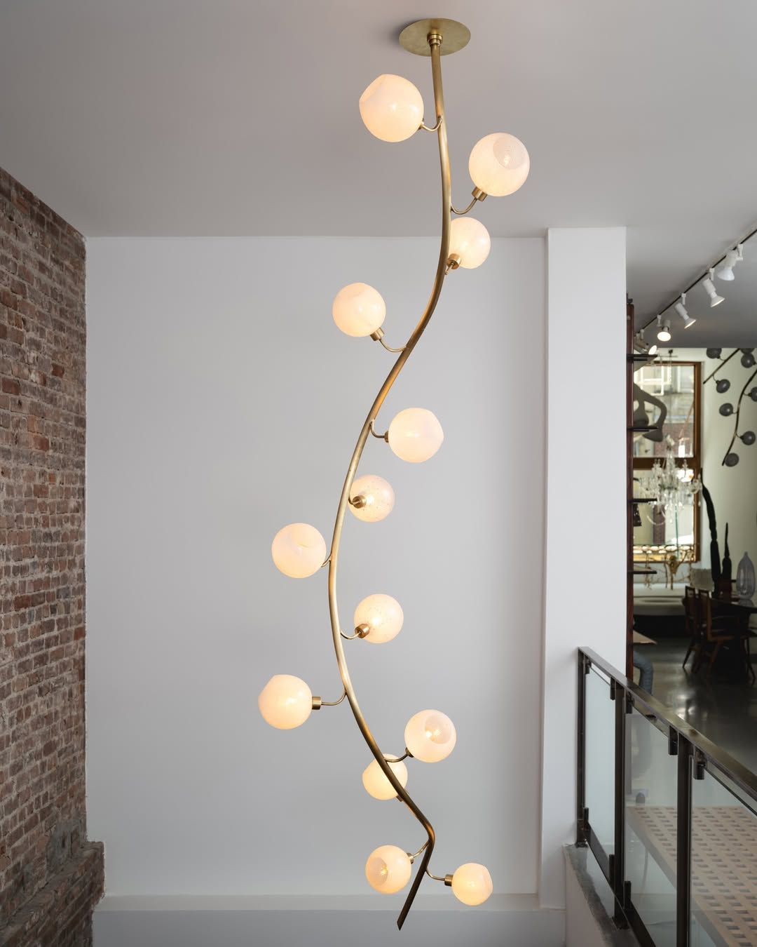 Modern Vertical Handcrafted Glass Globe Chandelier for High Ceilings - D45"*H132.5"Warm LightBriglighting