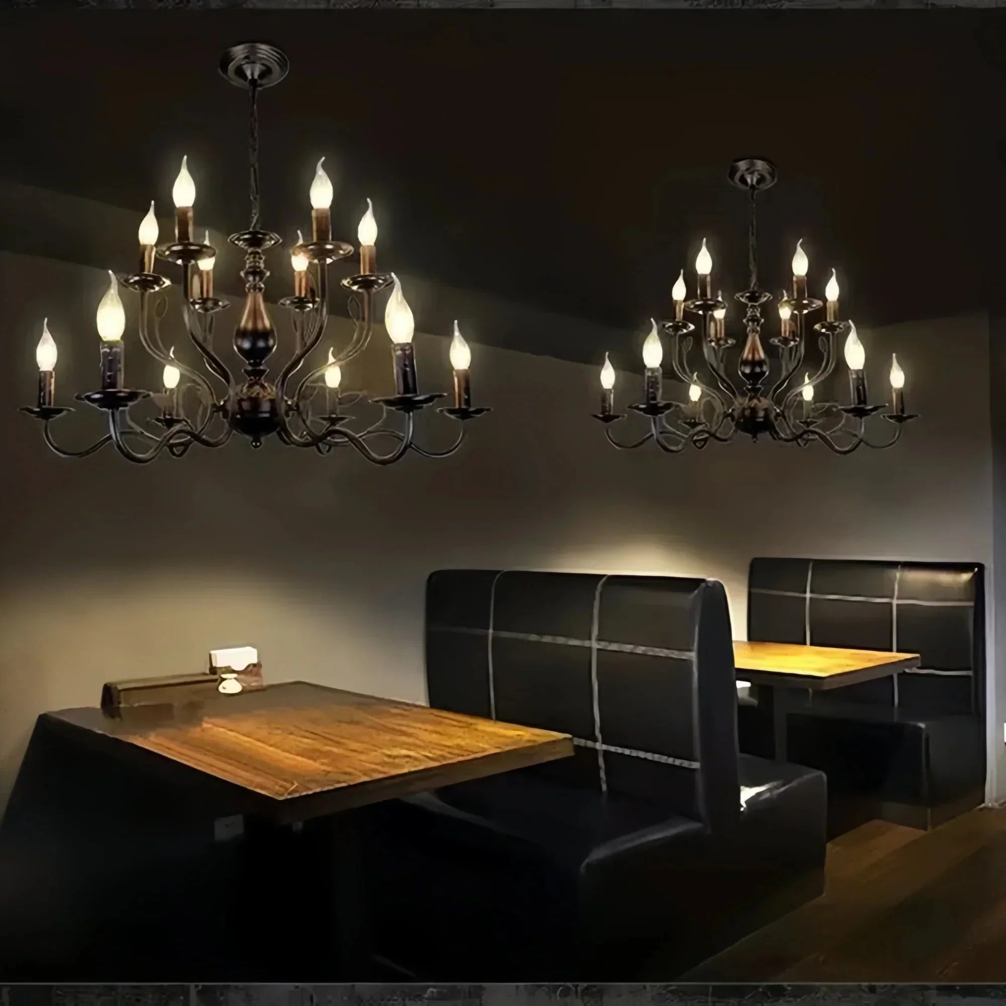 Multi Layer Iron Chandelier with Electronic Candles in Vintage Country Style for Living Room Cafe and Study - 1 Layer: D39.4"Warm LightBriglighting