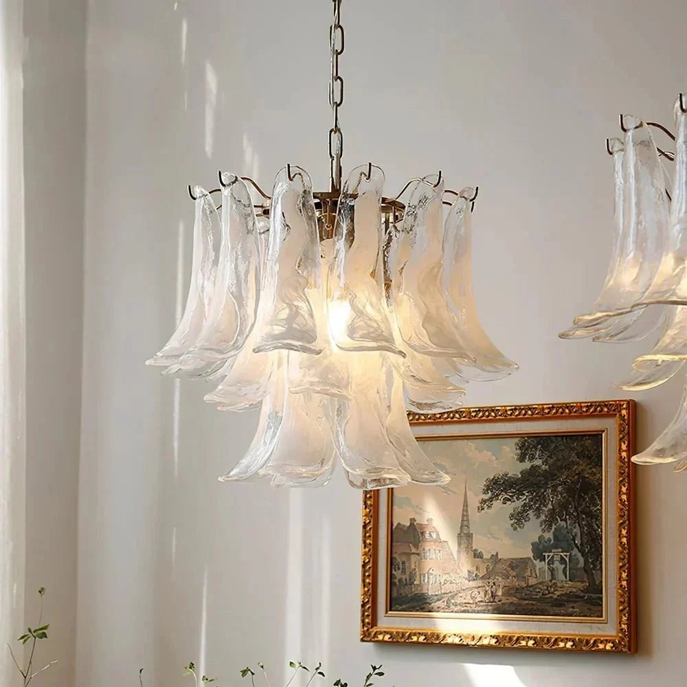 Murano Chandelier - 3 Layer ∅ 19.6″ x H 16.9″ / Dia 50cm x H 43cmWhitePolished NickelBriglighting