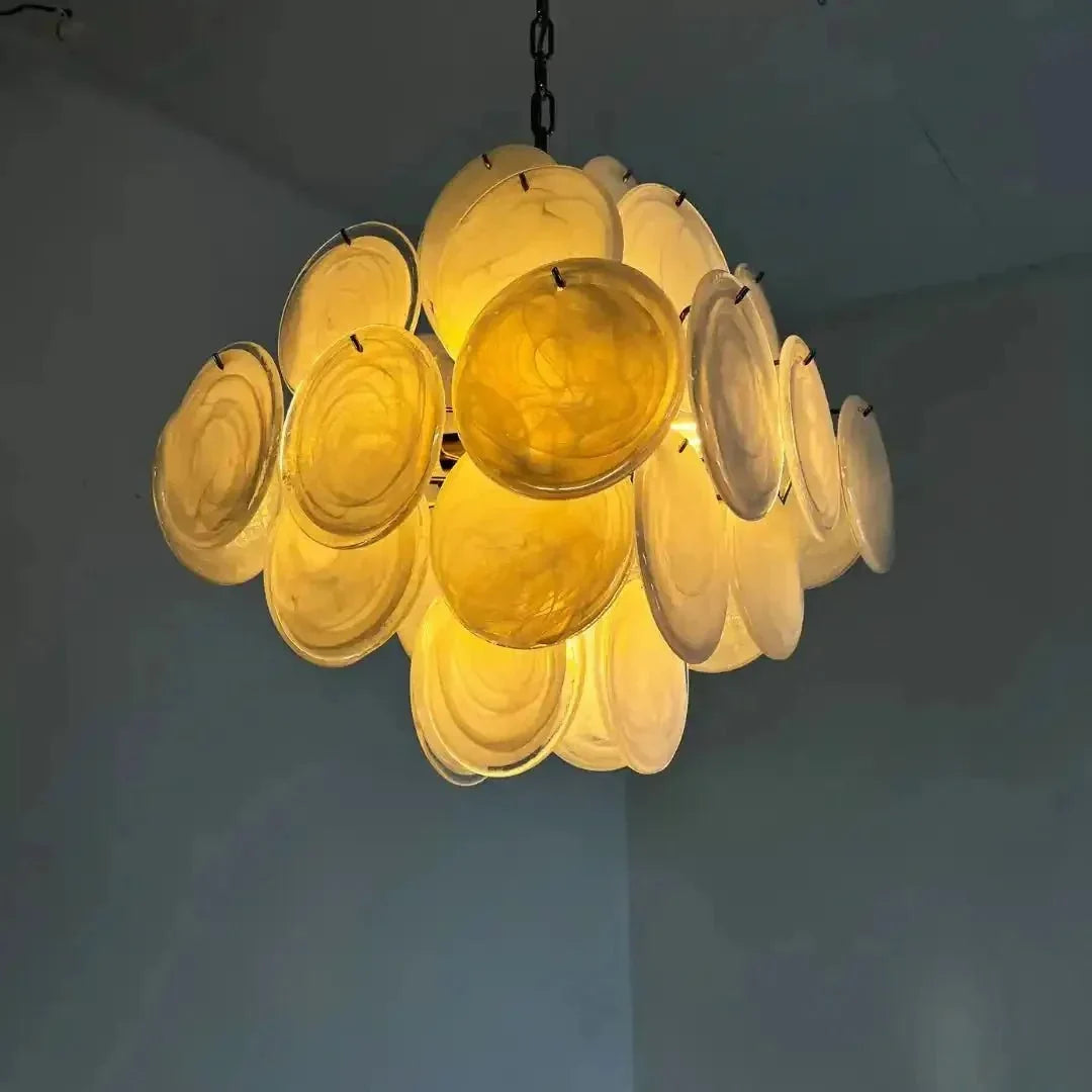 Murano Chandelier 36 White Disks - Dia 19.7″(50cm) x H 19.7″(50cm)WhiteBriglighting