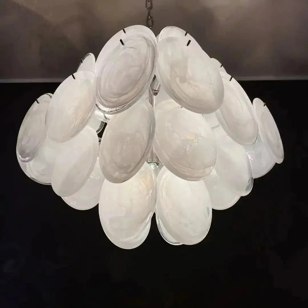 Murano Chandelier 36 White Disks - Dia 19.7″(50cm) x H 19.7″(50cm)WhiteBriglighting