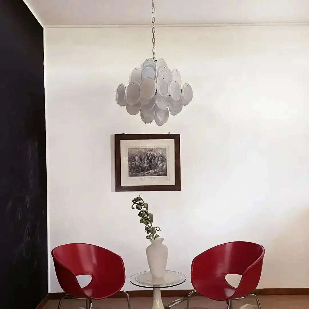Murano Chandelier 36 White Disks - Dia 19.7″(50cm) x H 19.7″(50cm)WhiteBriglighting