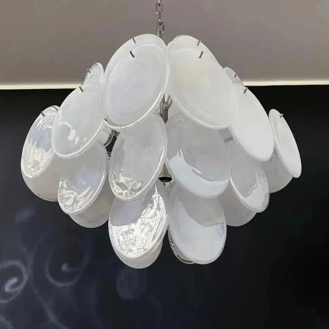 Murano Chandelier 36 White Disks - Dia 19.7″(50cm) x H 19.7″(50cm)WhiteBriglighting