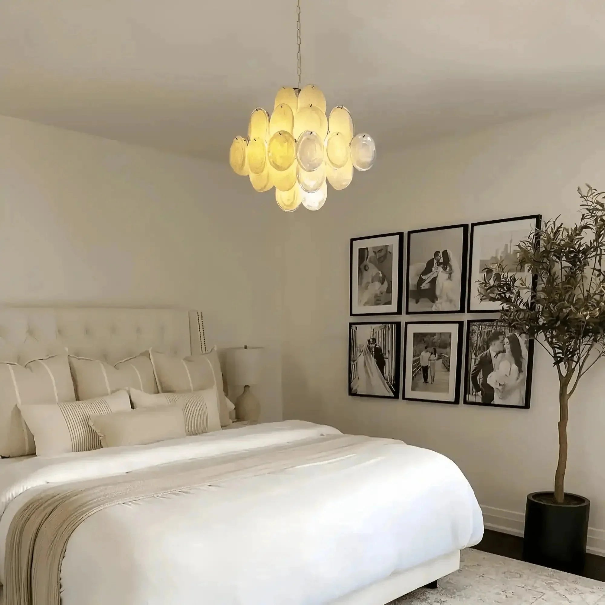Murano Chandelier 36 White Disks - Dia 19.7″(50cm) x H 19.7″(50cm)WhiteBriglighting