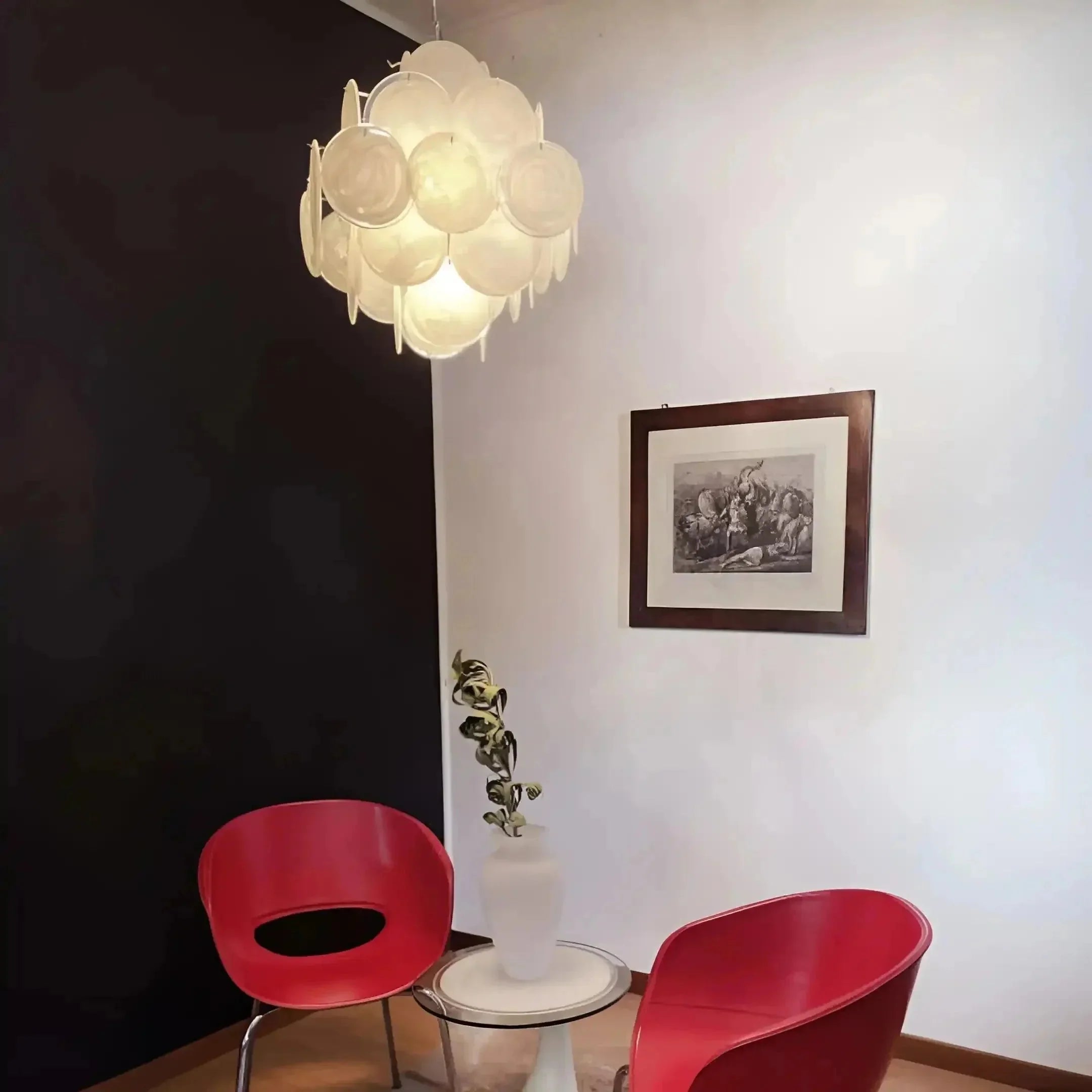 Murano Chandelier 36 White Disks - Dia 19.7″(50cm) x H 19.7″(50cm)WhiteBriglighting