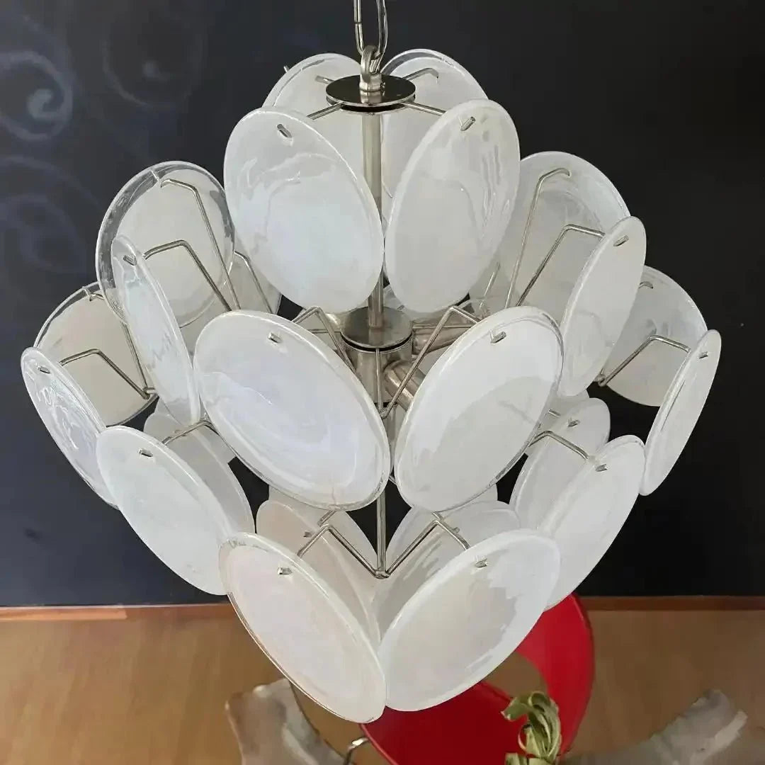 Murano Chandelier 36 White Disks - Dia 19.7″(50cm) x H 19.7″(50cm)WhiteBriglighting