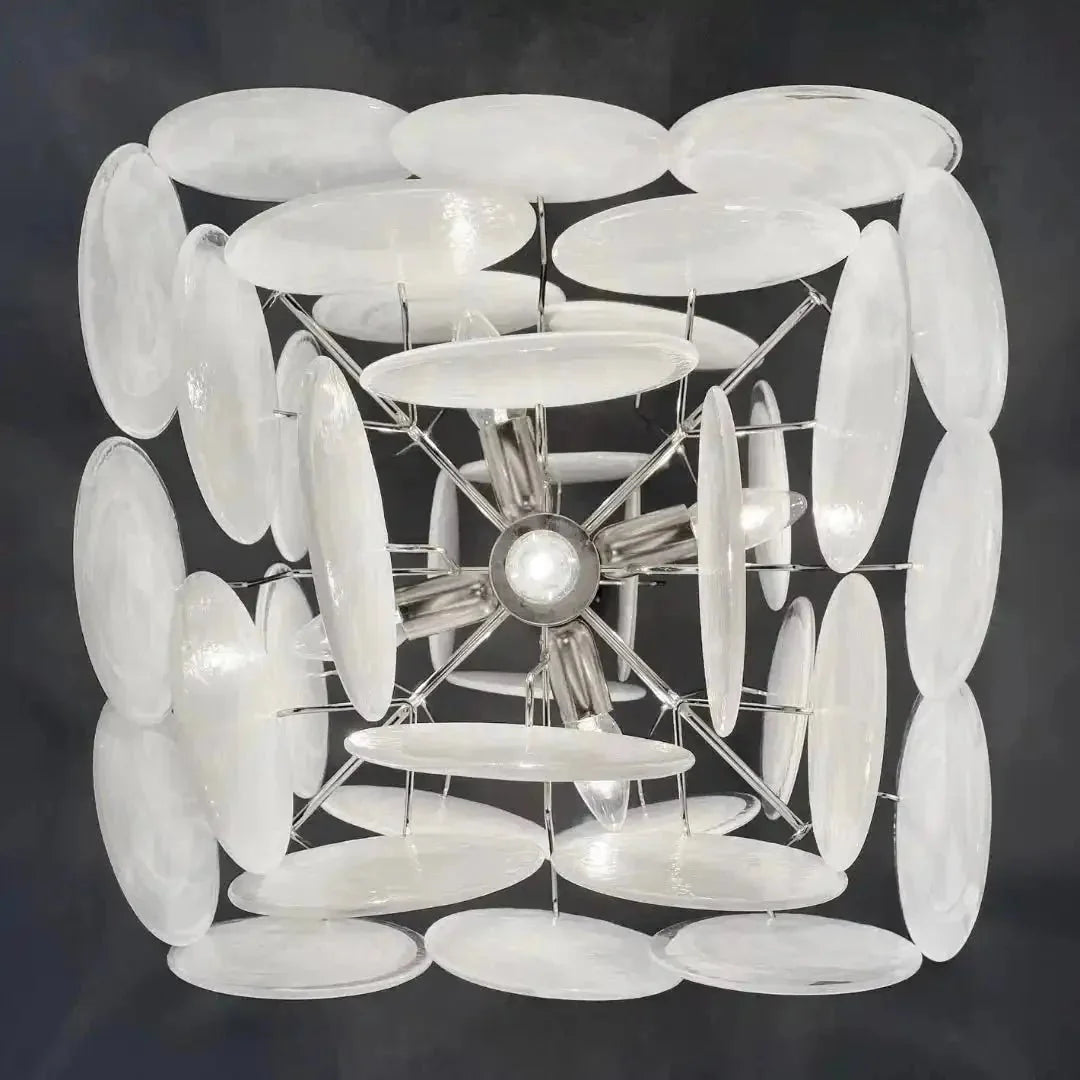 Murano Chandelier 36 White Disks - Dia 19.7″(50cm) x H 19.7″(50cm)WhiteBriglighting