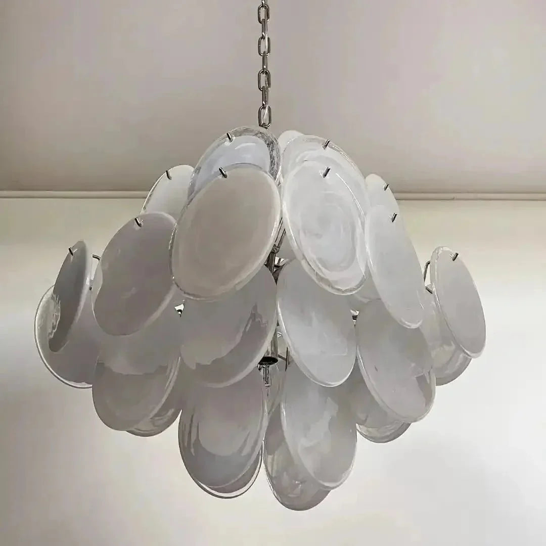 Murano Chandelier 36 White Disks - Dia 19.7″(50cm) x H 19.7″(50cm)WhiteBriglighting