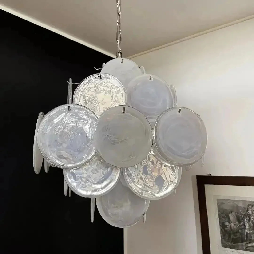 Murano Chandelier 36 White Disks - Dia 19.7″(50cm) x H 19.7″(50cm)WhiteBriglighting