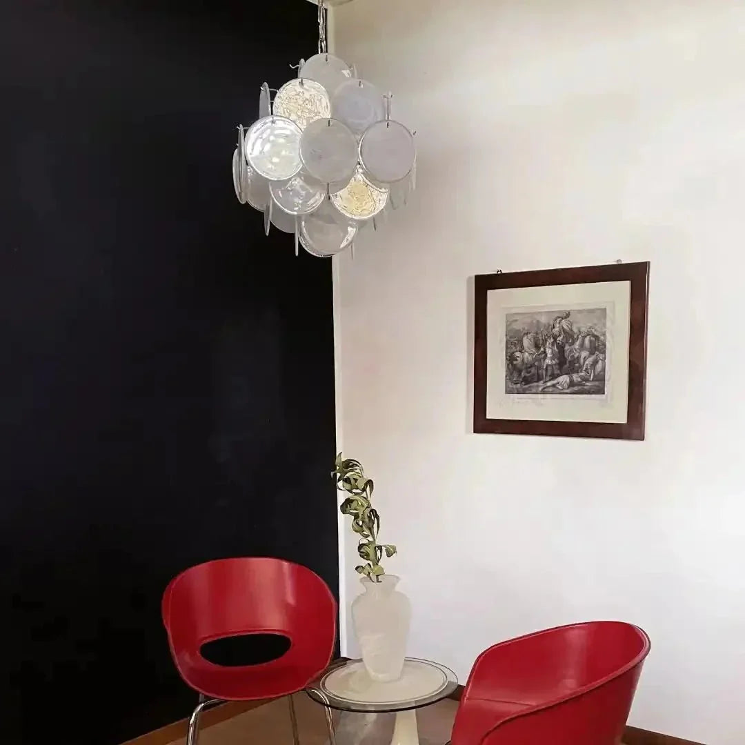 Murano Chandelier 36 White Disks - Dia 19.7″(50cm) x H 19.7″(50cm)WhiteBriglighting