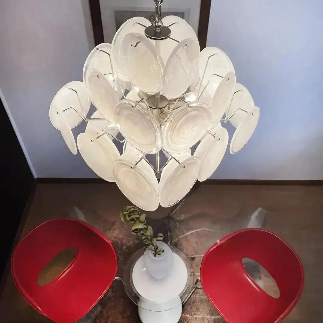 Murano Chandelier 36 White Disks - Dia 19.7″(50cm) x H 19.7″(50cm)WhiteBriglighting