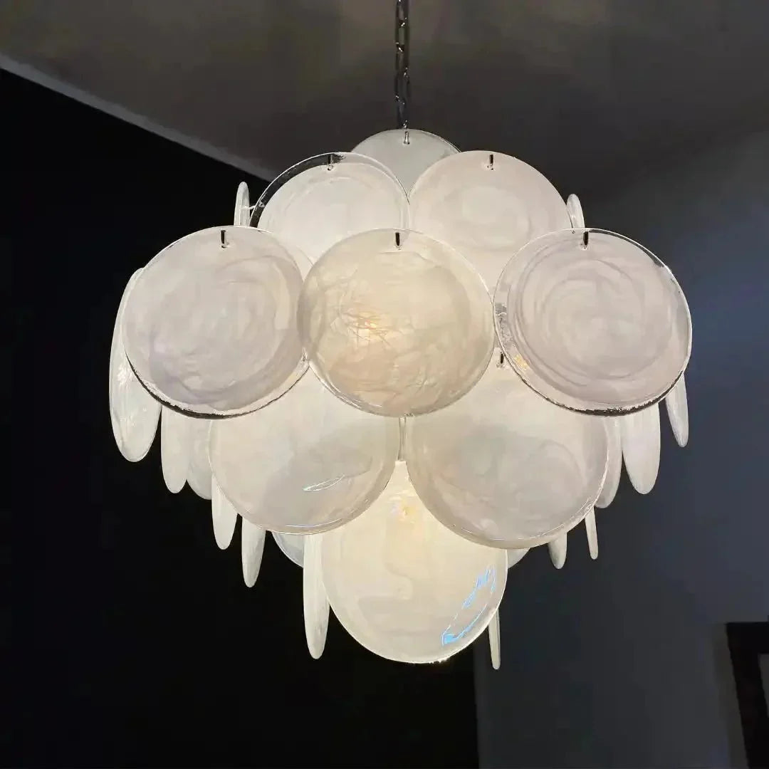 Murano Chandelier 36 White Disks - Dia 19.7″(50cm) x H 19.7″(50cm)WhiteBriglighting