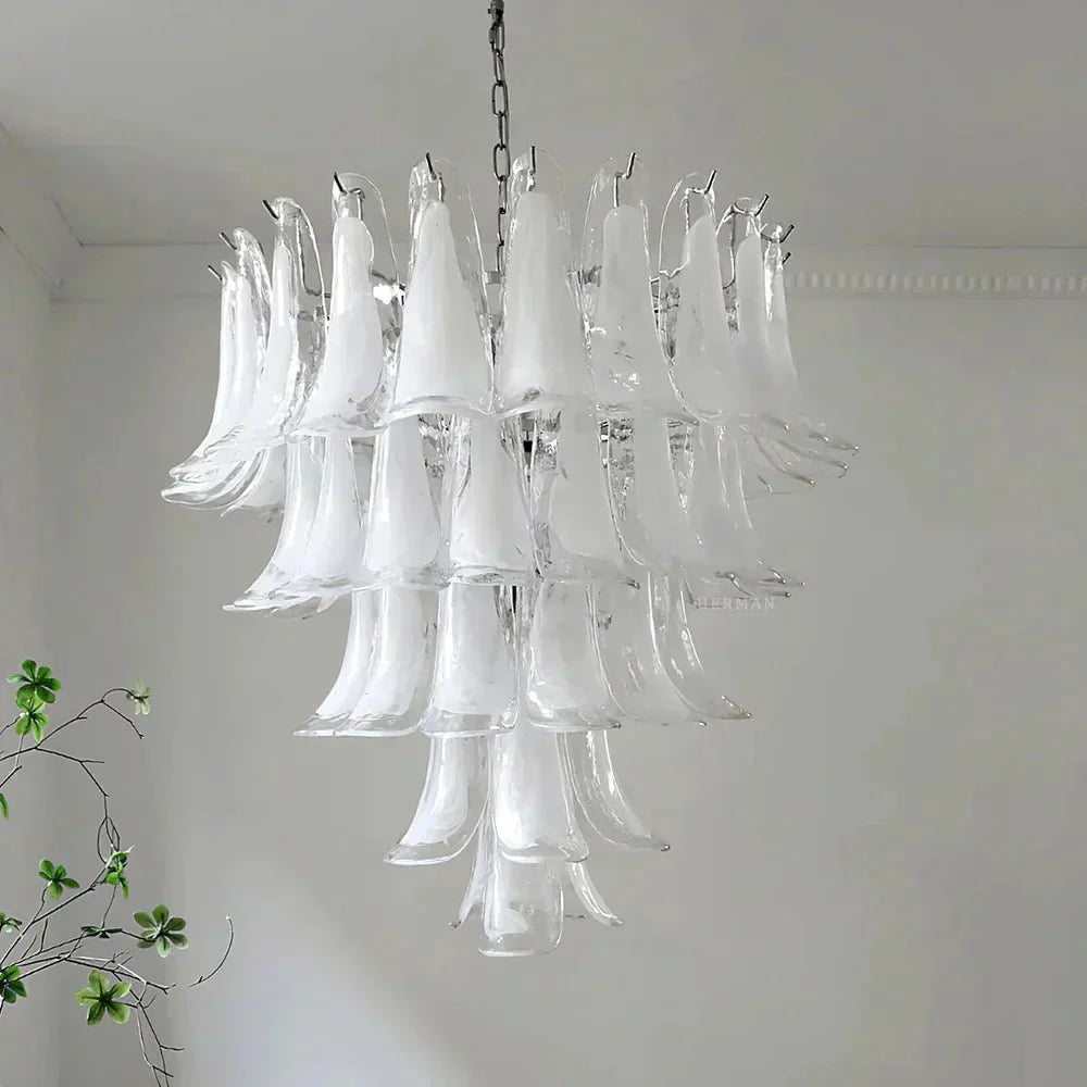 Murano Chandelier - 5 Layer D 76cm x H 78cm / ∅ 30″ x H 30.7″WhitePolished NickelBriglighting