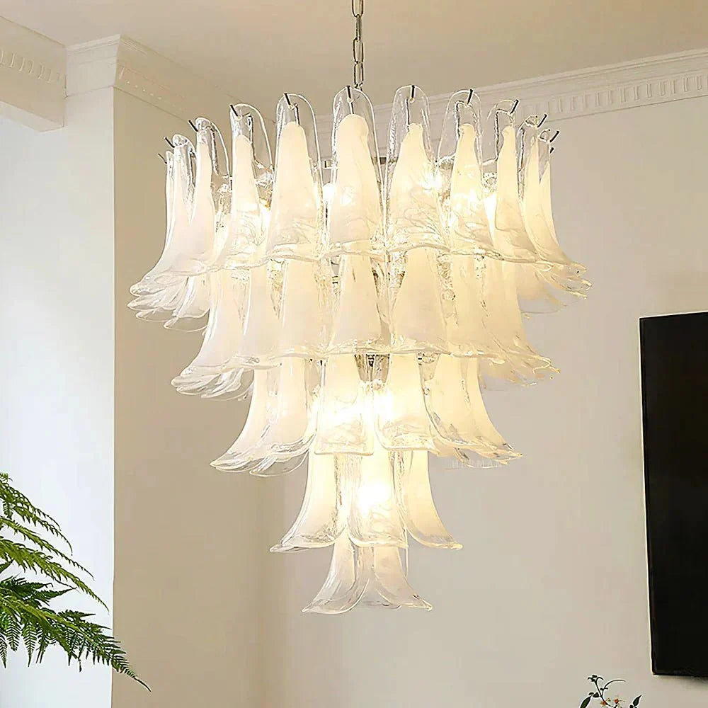 Murano Chandelier - 5 Layer D 76cm x H 78cm / ∅ 30″ x H 30.7″WhitePolished NickelBriglighting