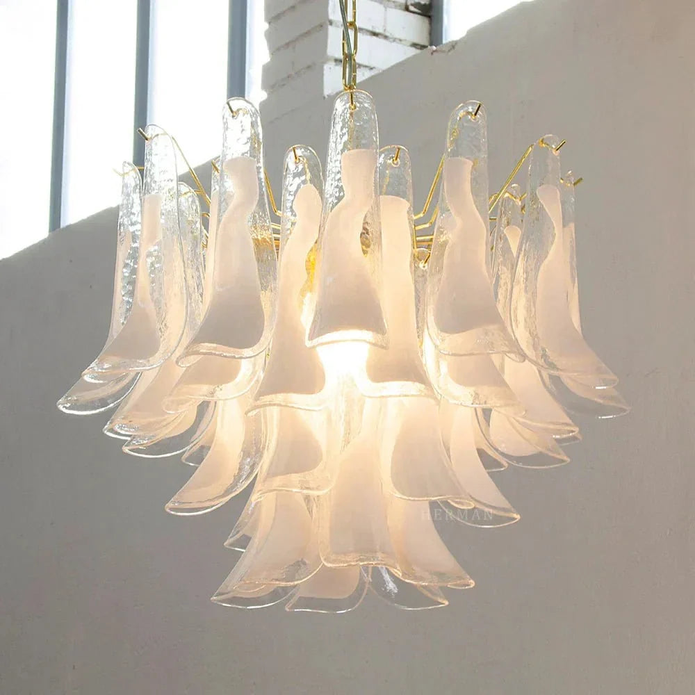 Murano Chandelier - 5 Layer D 76cm x H 78cm / ∅ 30″ x H 30.7″WhitePolished NickelBriglighting