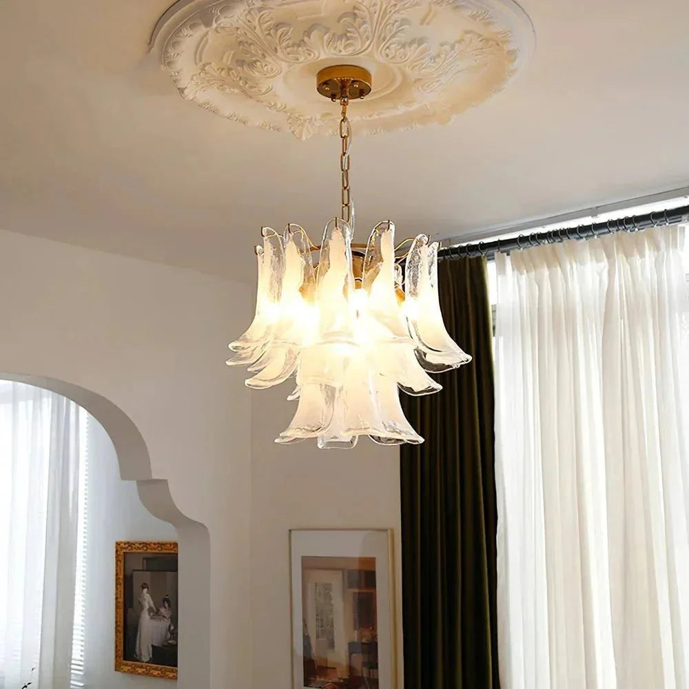 Murano Chandelier - 3 Layer ∅ 19.6″ x H 16.9″ / Dia 50cm x H 43cmWhitePolished NickelBriglighting