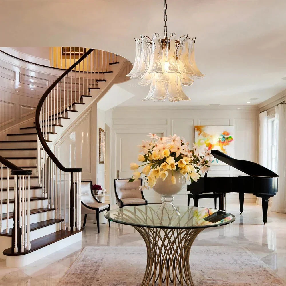 Murano Chandelier - 5 Layer D 76cm x H 78cm / ∅ 30″ x H 30.7″WhitePolished NickelBriglighting