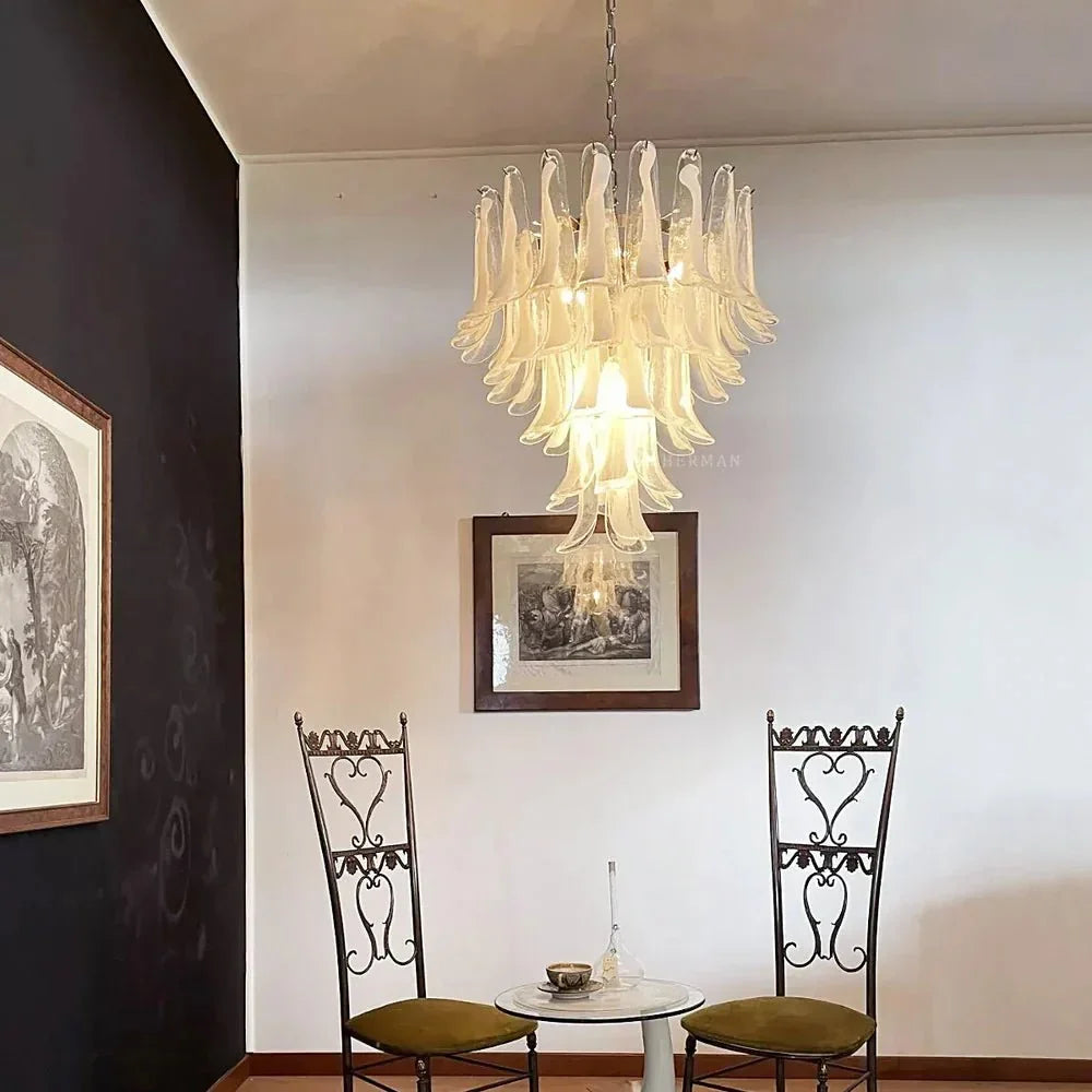 Murano Chandelier - 5 Layer D 76cm x H 78cm / ∅ 30″ x H 30.7″WhitePolished NickelBriglighting