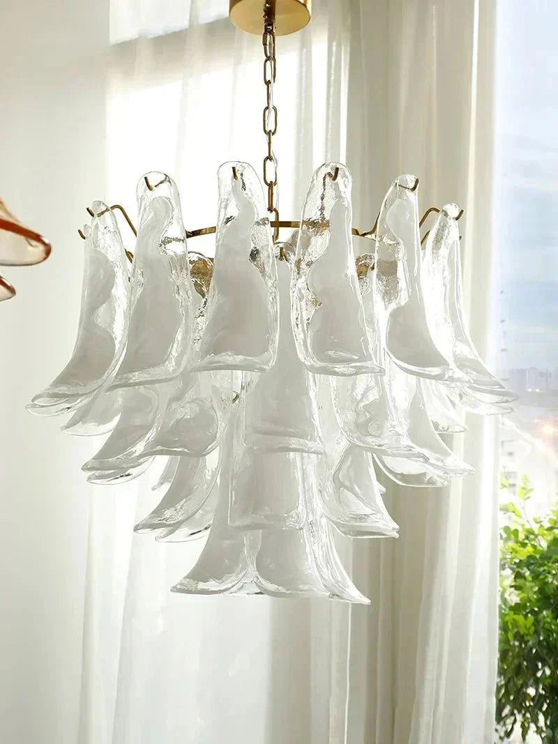 Murano Chandelier - 3 Layer ∅ 19.6″ x H 16.9″ / Dia 50cm x H 43cmWhitePolished NickelBriglighting