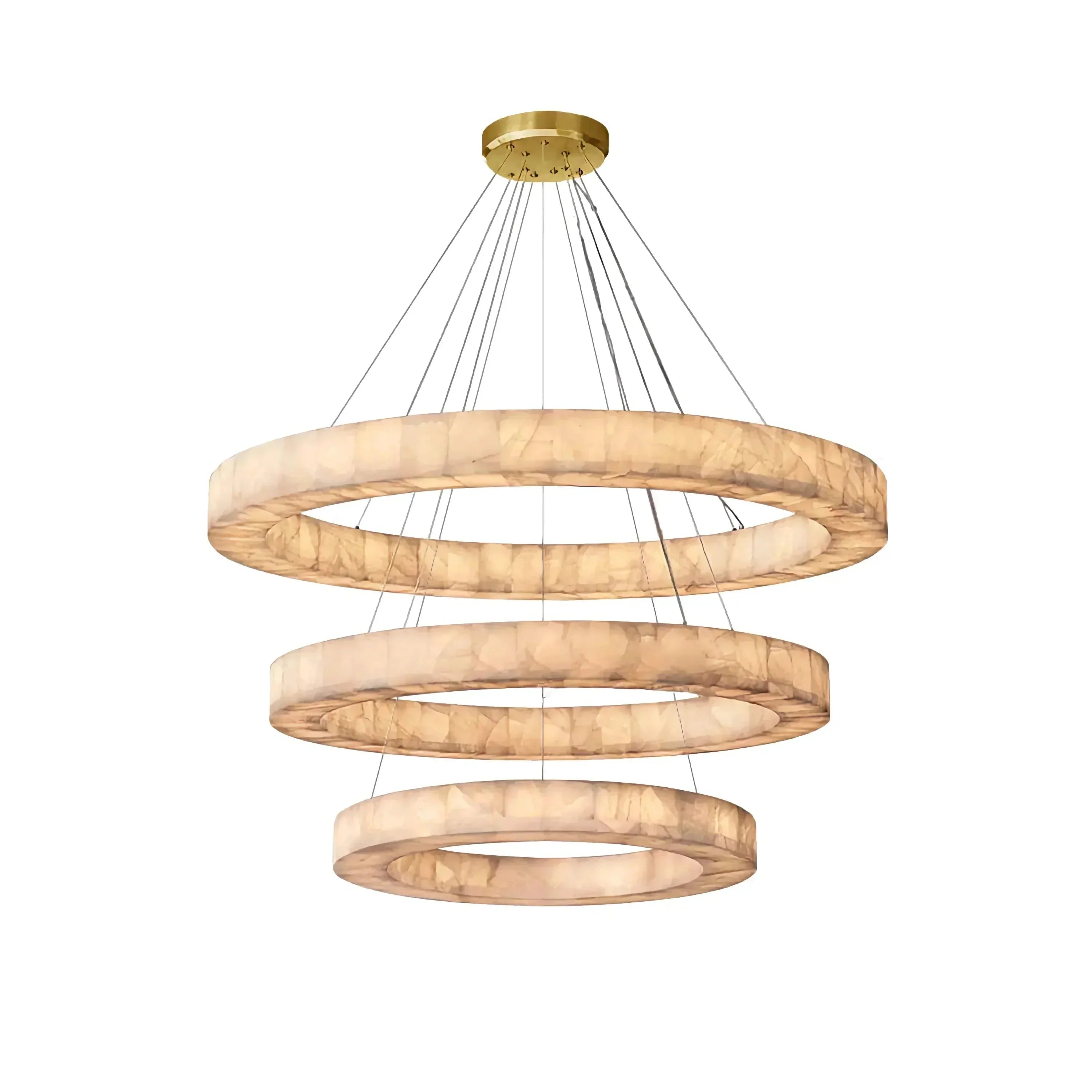 OLYRA 3-TIER ROUND ALABASTER CHANDELIER 39" 47" 59"D-Briglighting