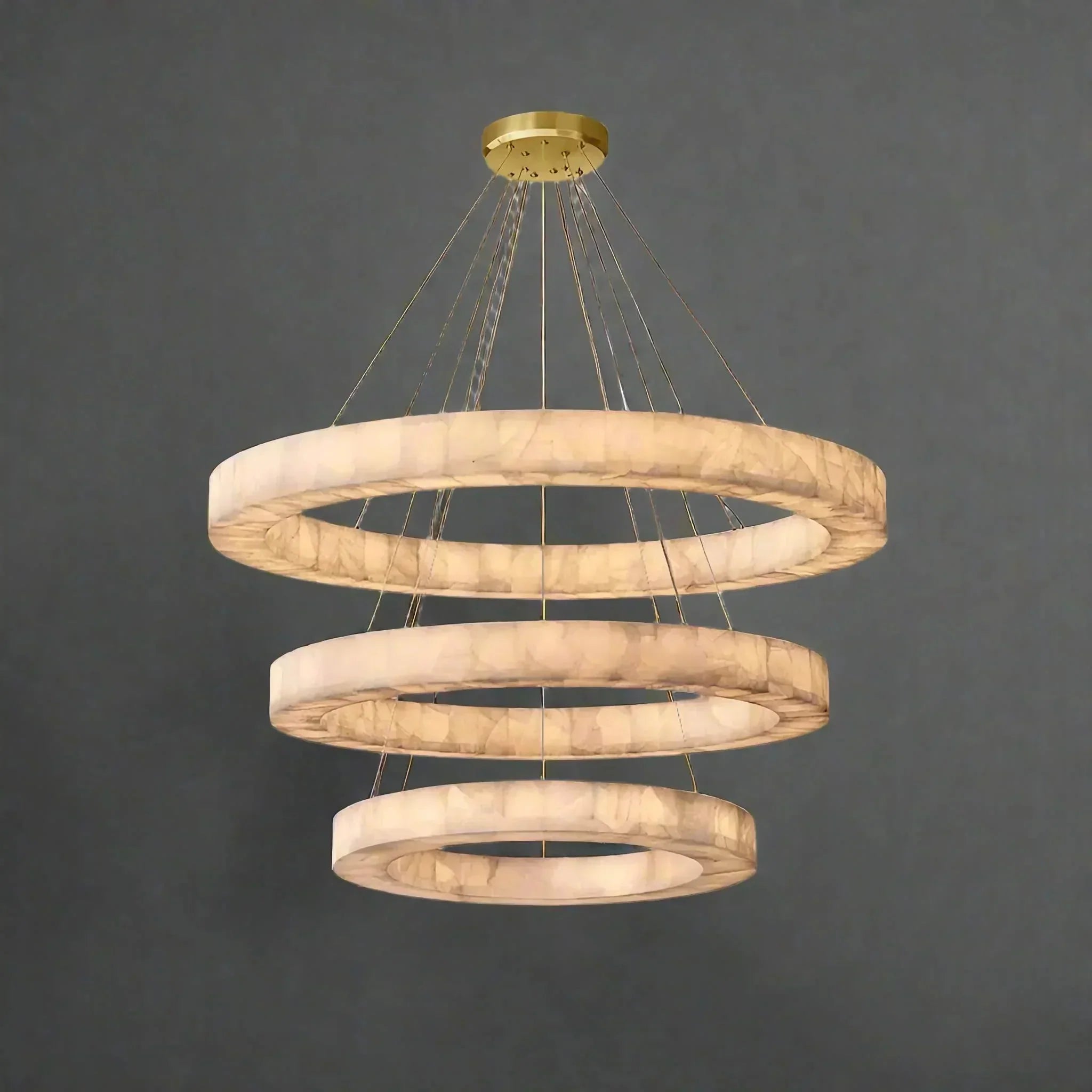 OLYRA 3-TIER ROUND ALABASTER CHANDELIER 39" 47" 59"D-Briglighting