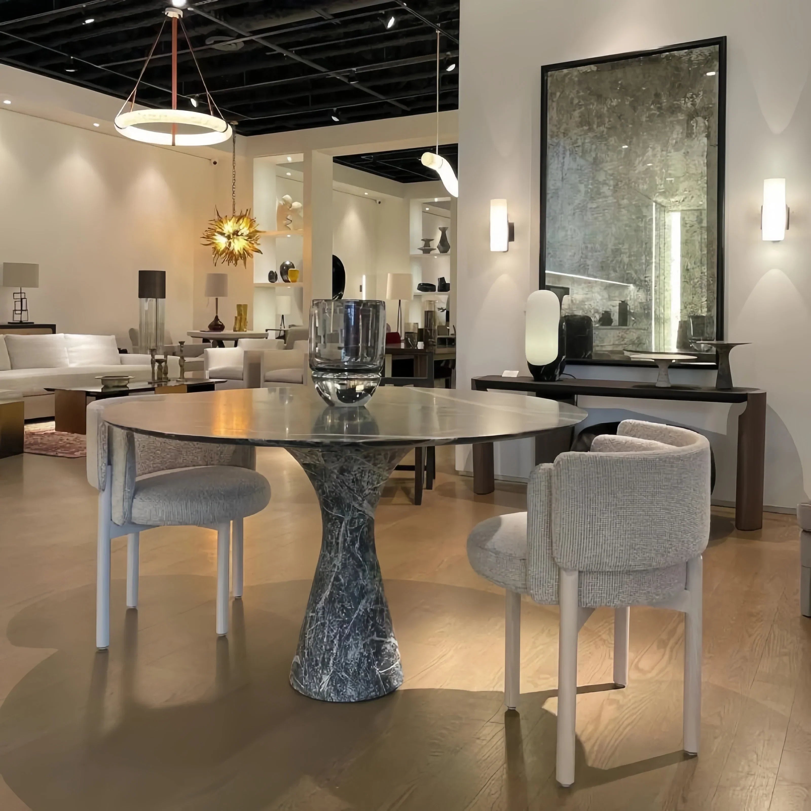 Oslo L1P Pendant Alabaster Chandelier, Halo Ring Chandelier With canopy Over Dining Table-Chandelier-Briglighting