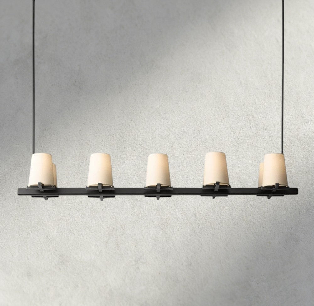 Pauillac Fabric Shade Linear Chandelier 49", 60"-chandelier-Briglighting