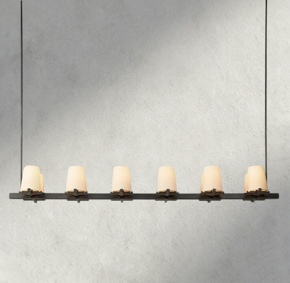 Pauillac Fabric Shade Linear Chandelier 49", 60"-chandelier-Briglighting