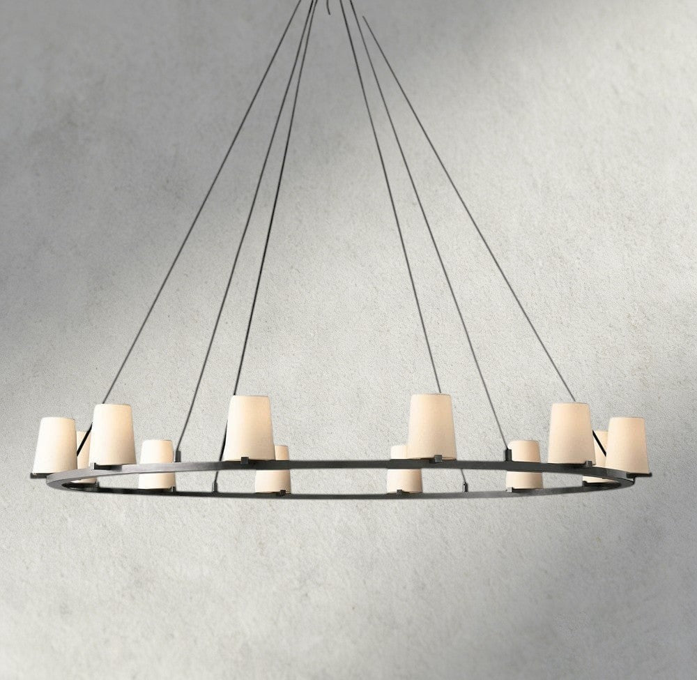 Pauillac Fabric Shade Round Chandelier 36", 48", 60"-chandelier-Briglighting