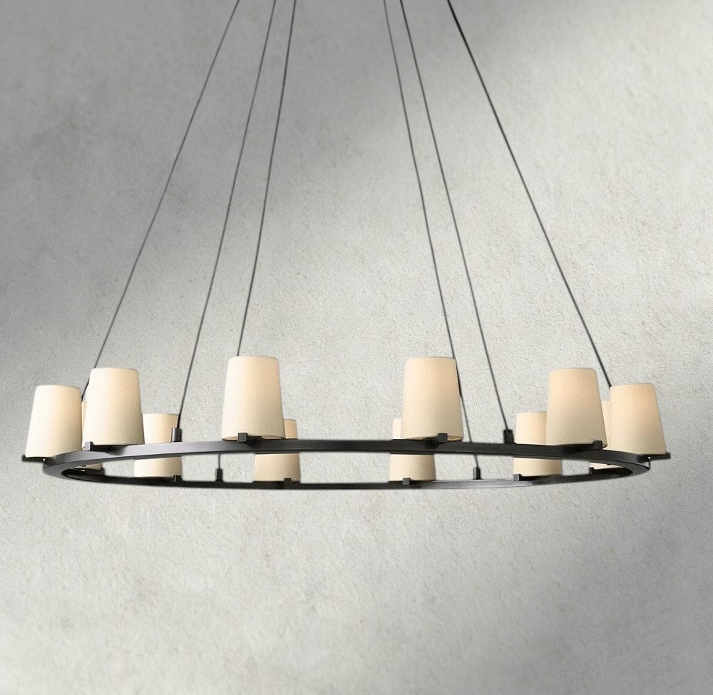Pauillac Fabric Shade Round Chandelier 36", 48", 60"-chandelier-Briglighting