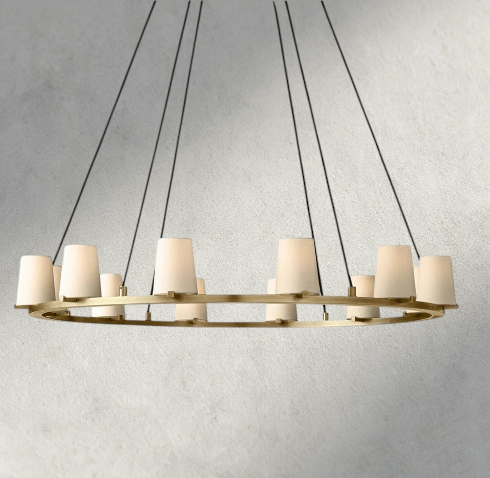 Pauillac Fabric Shade Round Chandelier 36", 48", 60"-chandelier-Briglighting