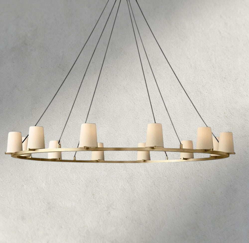Pauillac Fabric Shade Round Chandelier 36", 48", 60"-chandelier-Briglighting