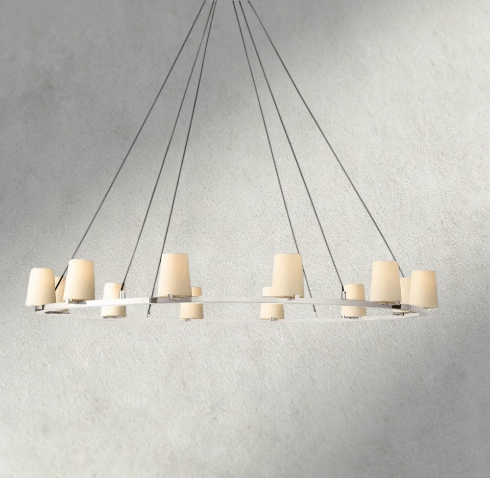 Pauillac Fabric Shade Round Chandelier 36", 48", 60"-chandelier-Briglighting