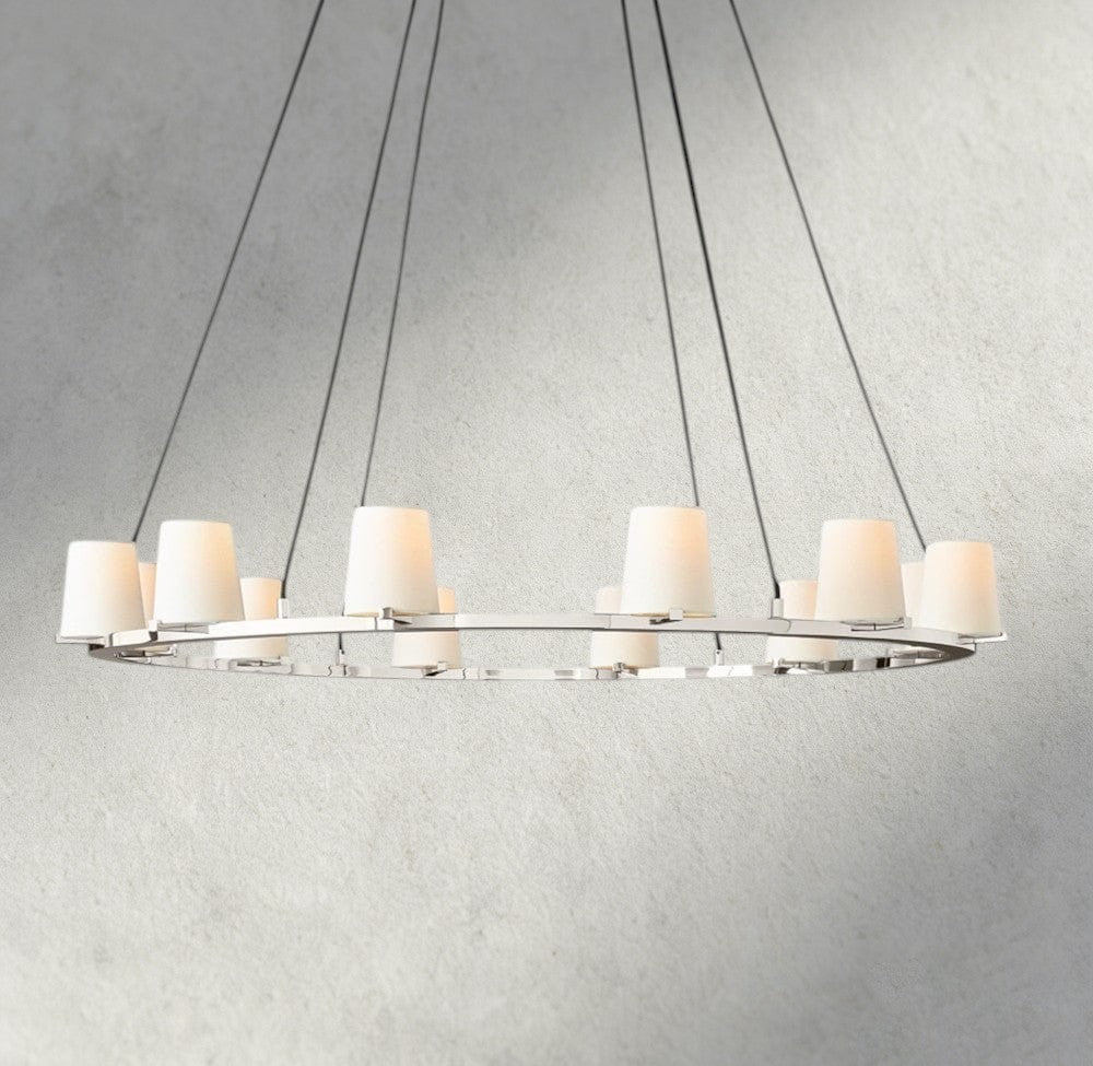Pauillac Fabric Shade Round Chandelier 36", 48", 60"-chandelier-Briglighting